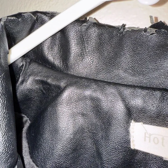 Black Faux Leather Hot & Delicious Jacket w/ Lots of Patches size Small - Picture 6 of 8